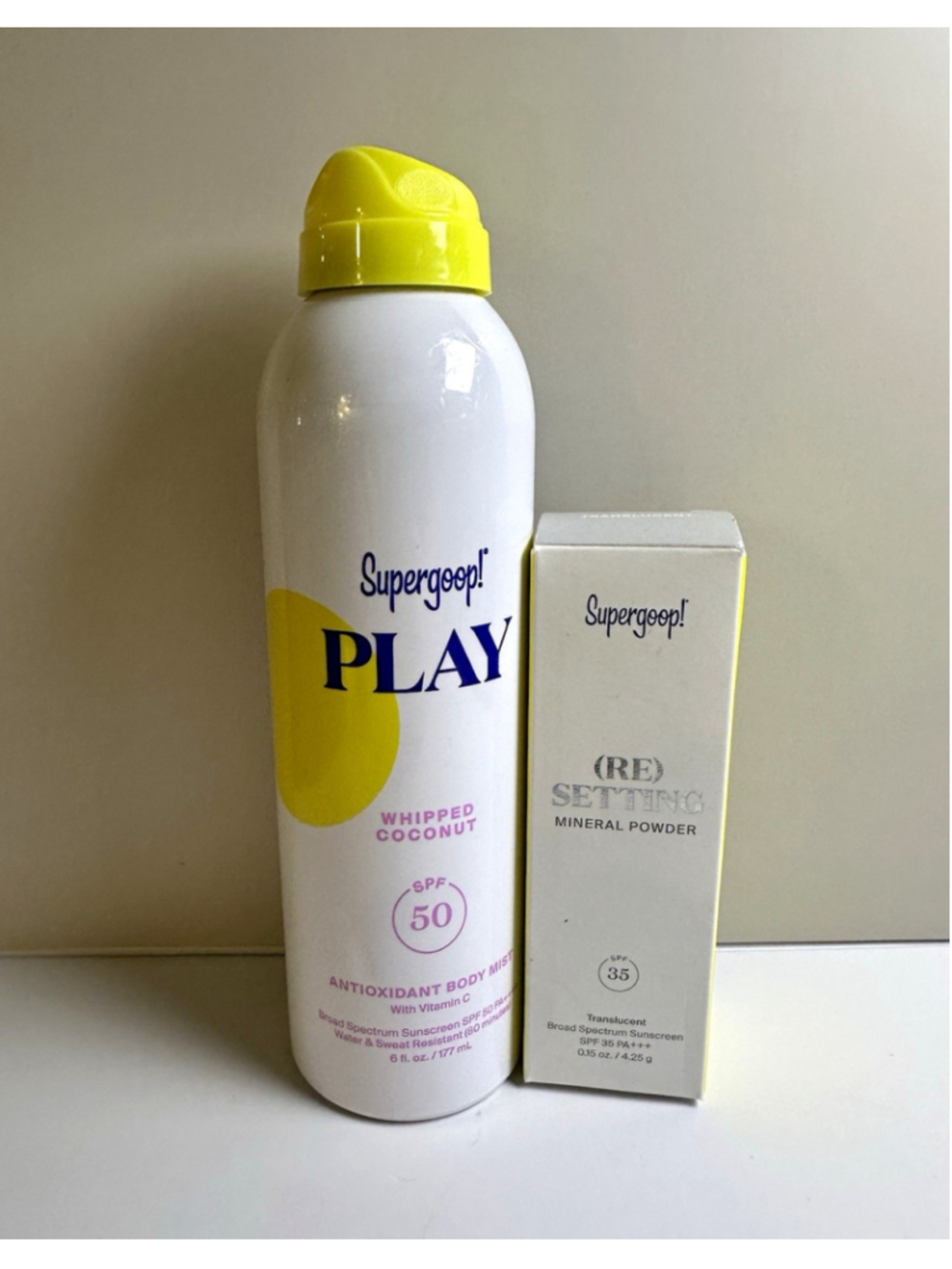Supergoop! Play Coconut Body Mist SPF50 + (Re)setting Mineral Powder SPF35